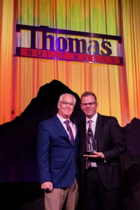 Guy accepting award at 2019 Thomas Built Buses’ Dealer Meeting 
